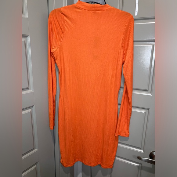 Orange NWT Long Sleeve Bodycon Dress - Picture 5 of 6